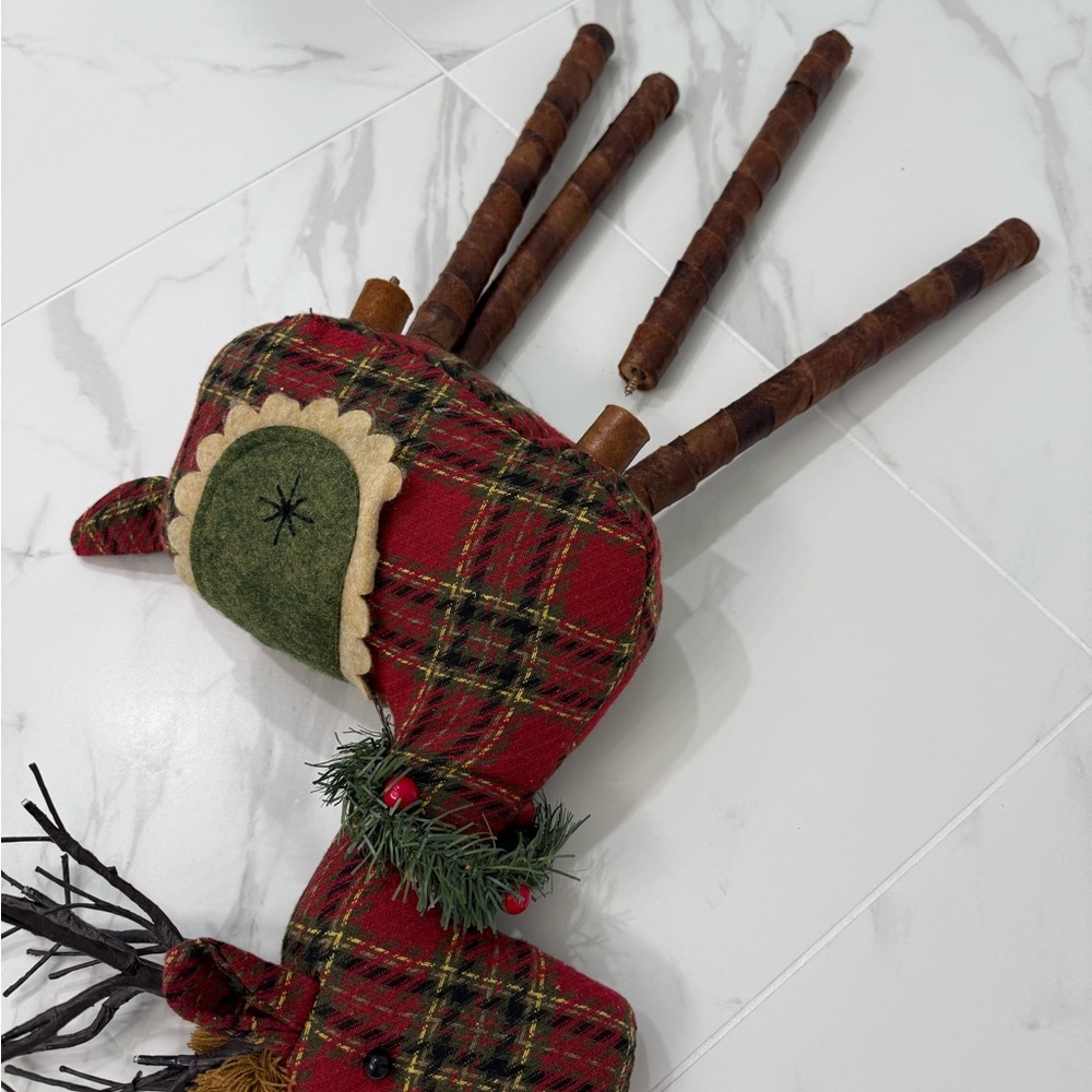 Plaid Holiday Reindeer with lit antlers. - Picture 5 of 5